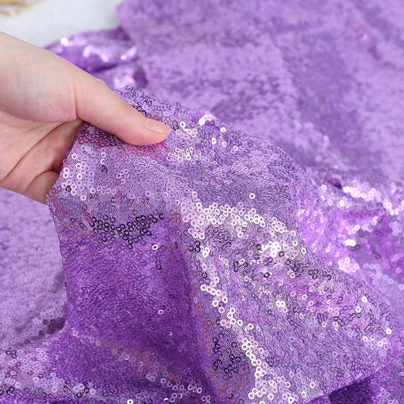 QueenDream Sequin Tablecloth 90"x132" Lavender Party Tablecloth Rectangular Seamless Sequin Table Cloth Overlay Glitter Wedding Birthday Bridal Shower Decoration - Image 4